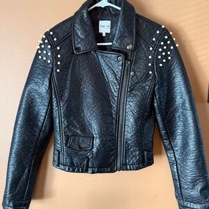 TAYOR HILL BY JOE'S WOMEN'S SIZE LARGE PEARL STUDDED FAUX LEATHER JACKET